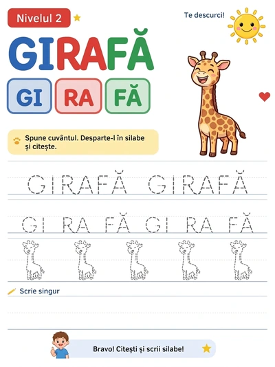 GIRAFĂ — GI-RA-FĂ — Nivelul 2